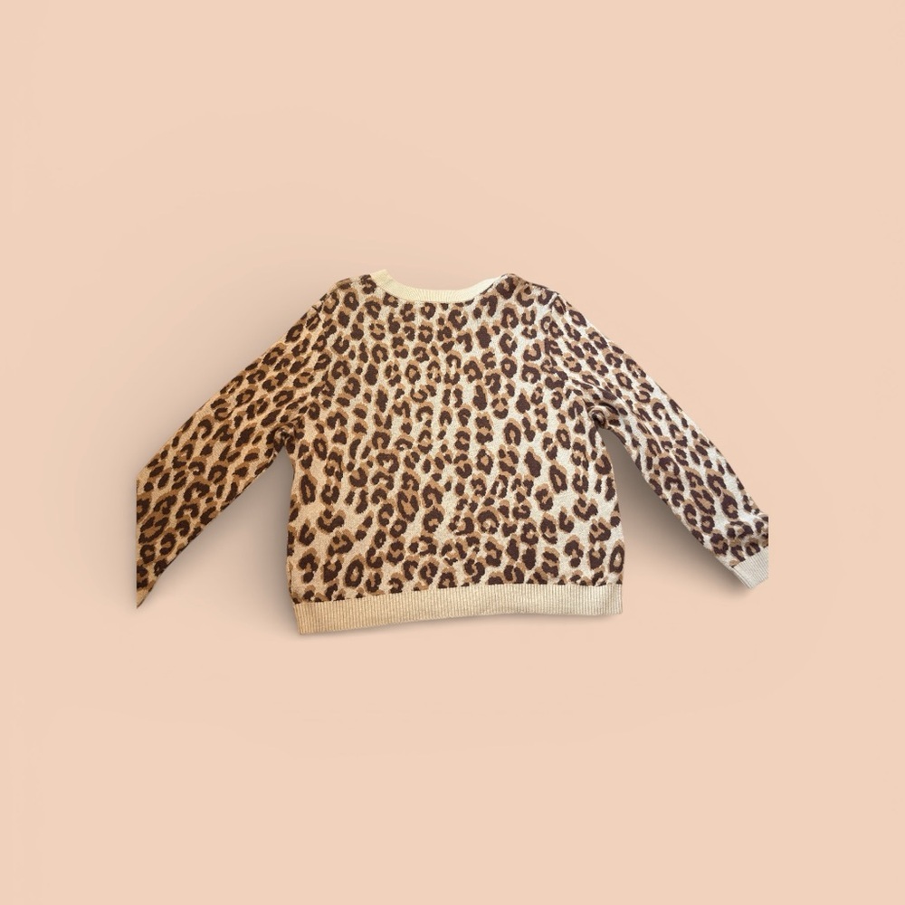 A New Day Leopard Print Knit Sweater Size L Neutral Cozy Soft Crewneck Pullover - Picture 4 of 8